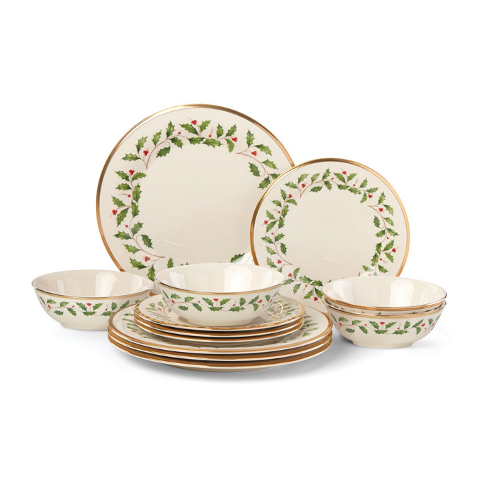 Lenox Holiday Porcelain China Dinnerware Set of 12 Wayfair